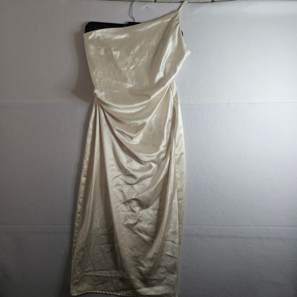 Petal + Pup Luella One Shoulder Satin Midi Dress Pearl White US 6 NWT SL20631PTX